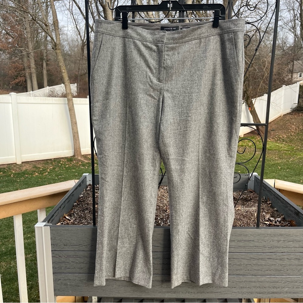 Lafayette 148 New York Women’s Manhattan Gray Wool Cashmere Crop Pants Size 14